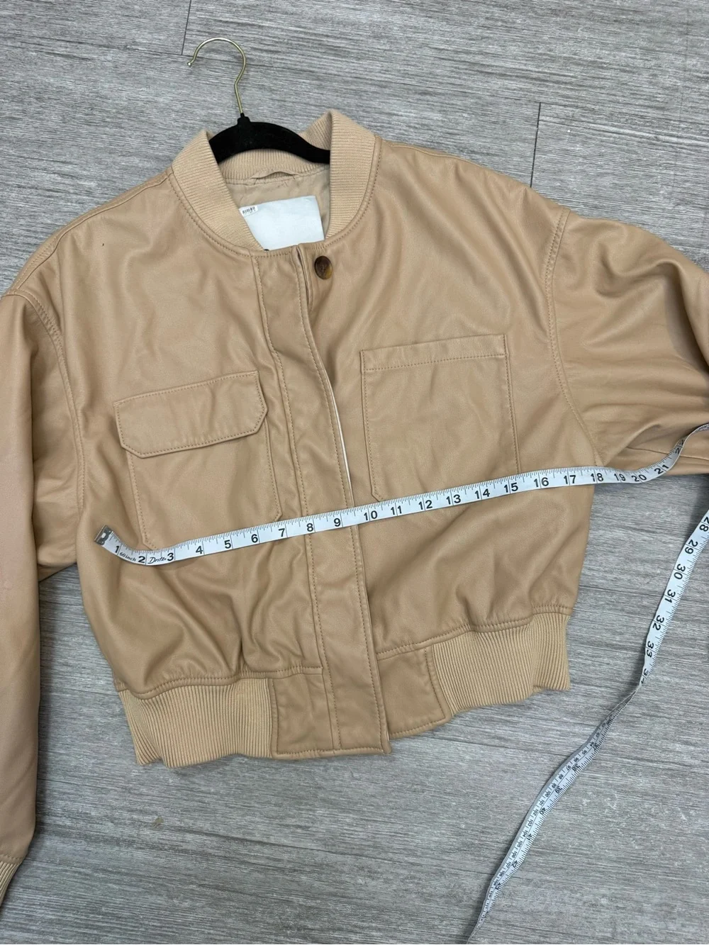 3.1 Phillip Lim Beige Leather Bomber Jacket Minimalist Quiet Luxury‎ Cropped